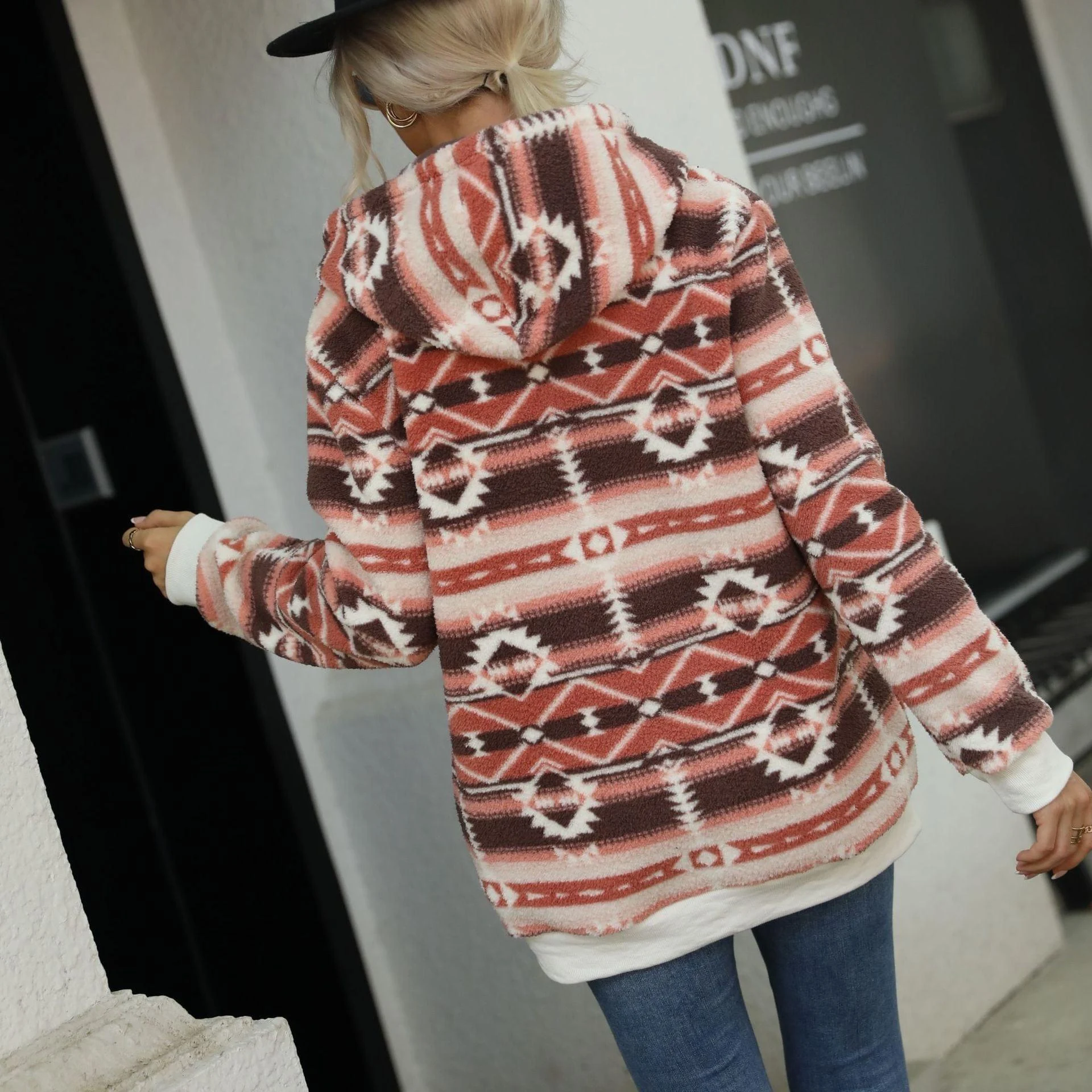 Aztec Print Fleece Hoodie - Glova