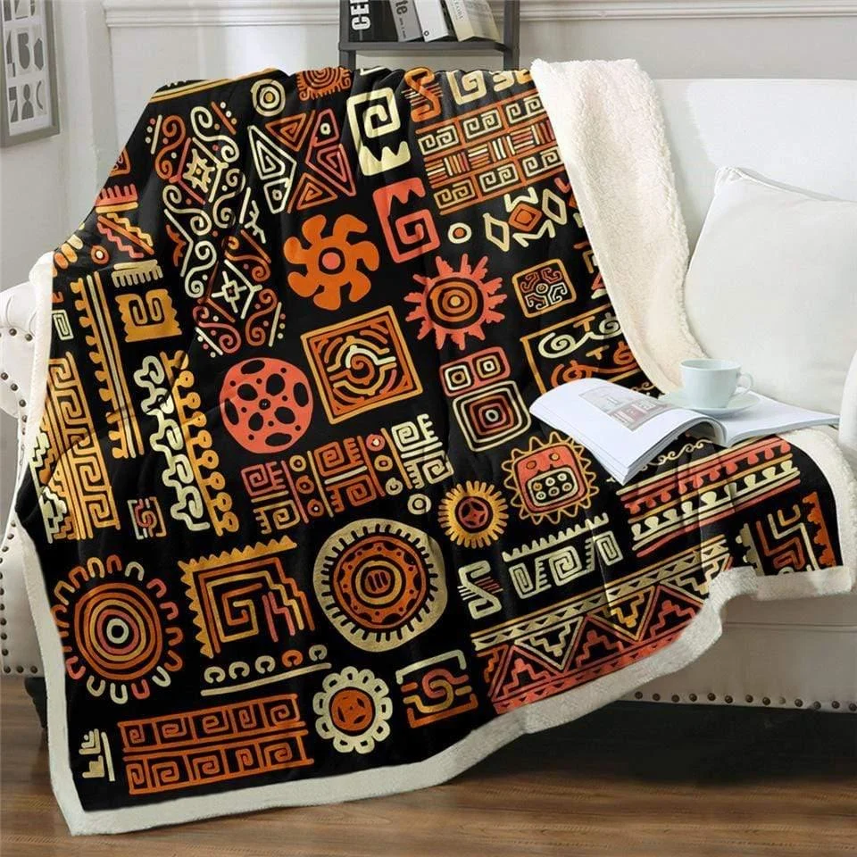 Aztec Print Fleece Throw Blanket - Glova