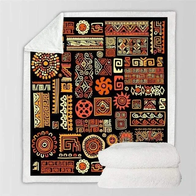 Aztec Print Fleece Throw Blanket - Glova