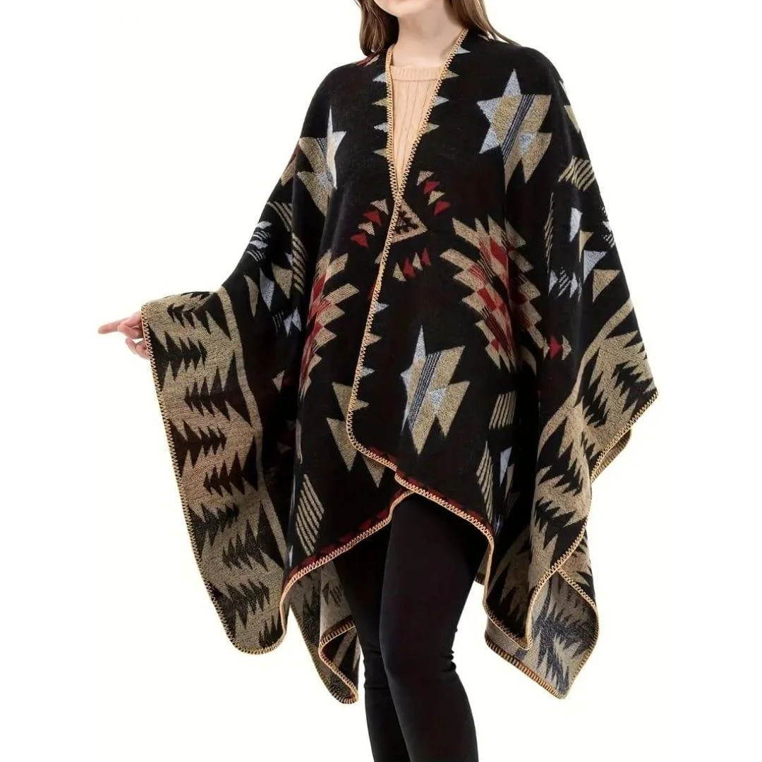 Aztec Print Poncho - Glova