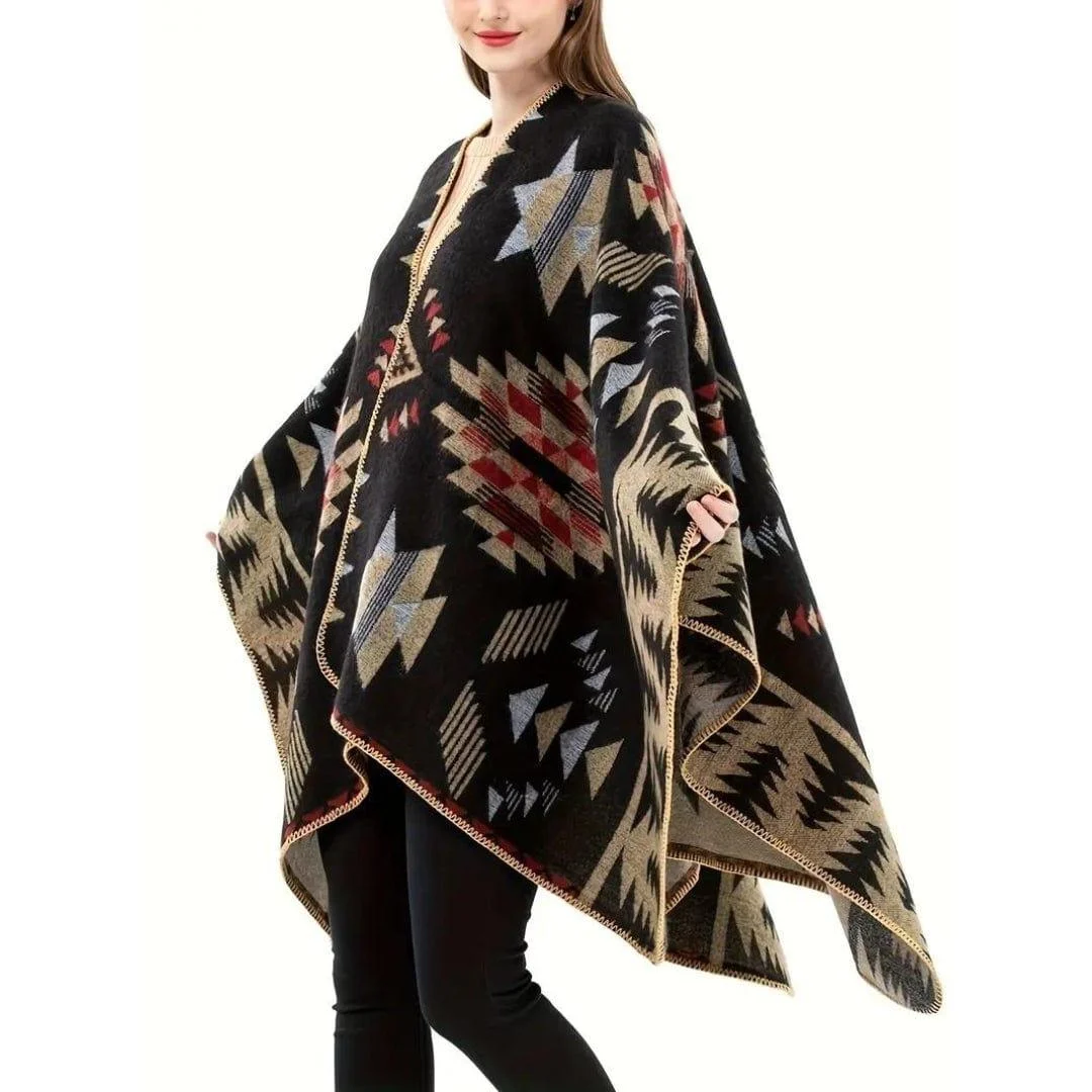 Aztec Print Poncho - Glova