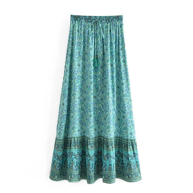 Azure Boho Maxi Skirt - Glova