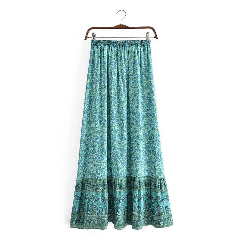 Azure Boho Maxi Skirt - Glova