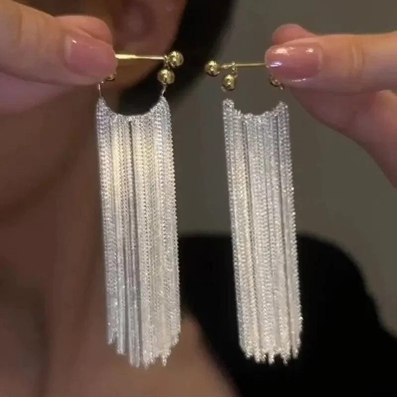 Bar and Tassel Drop Earrings - Glova