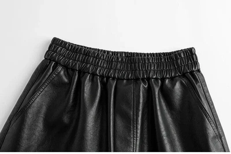 Basic Faux Leather Half Pants - Glova