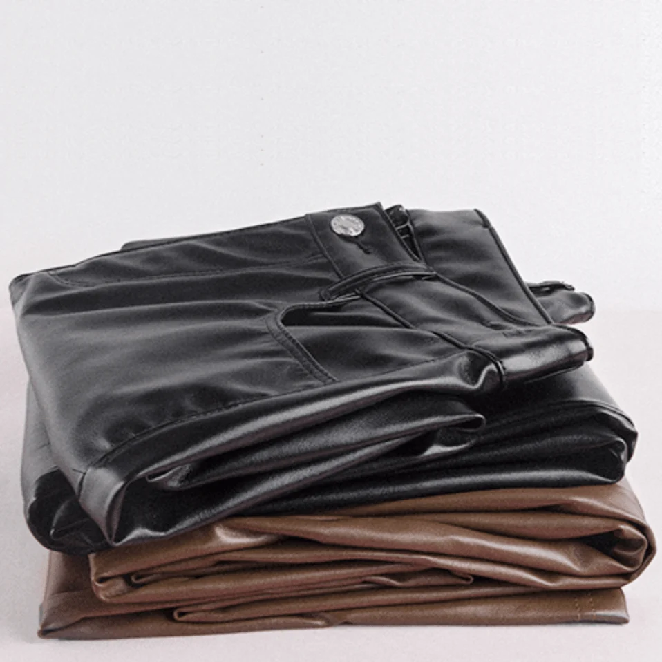 Basic Faux Leather Pants - Black or Brown - Glova