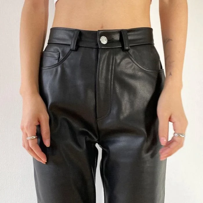 Basic Faux Leather Pants - Black or Brown - Glova