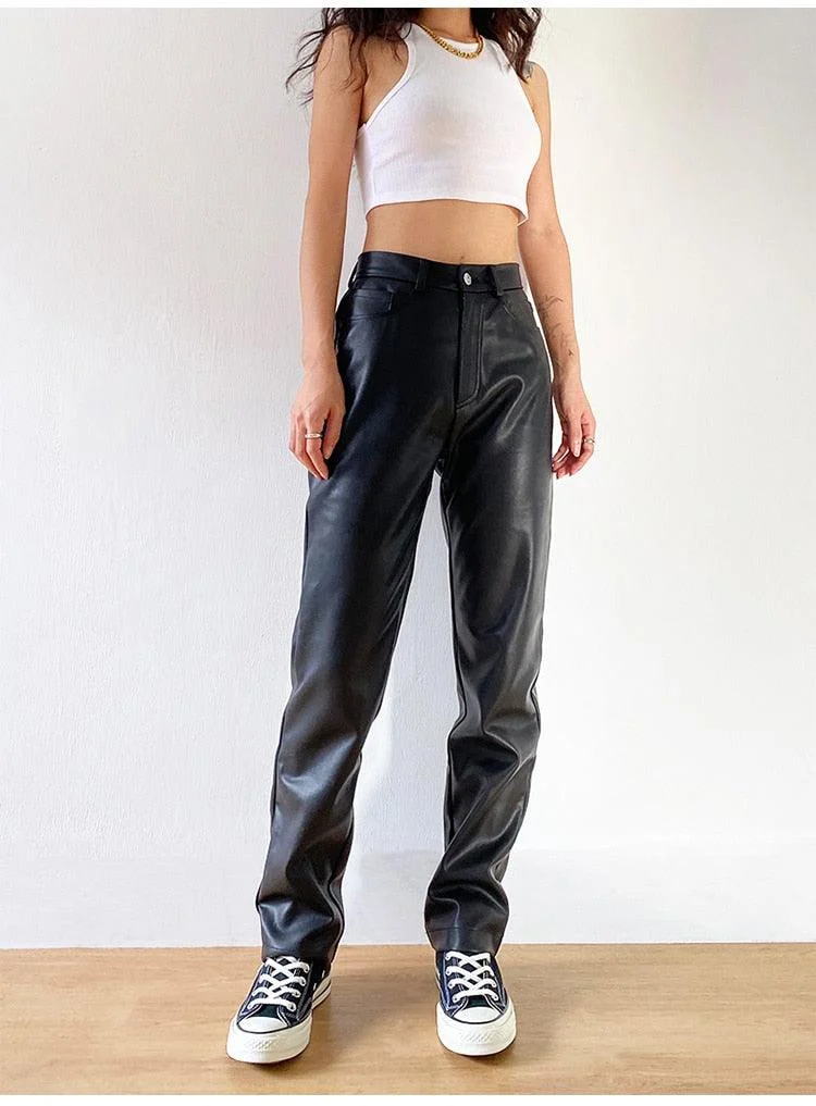 Basic Faux Leather Pants - Black or Brown - Glova