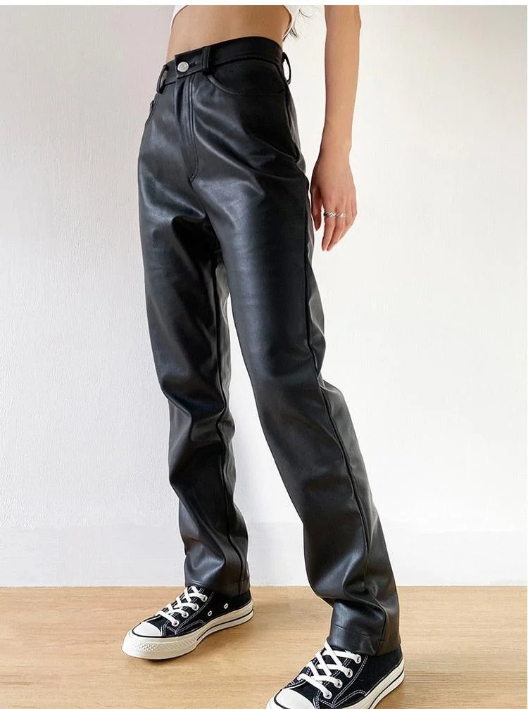 Basic Faux Leather Pants - Black or Brown - Glova