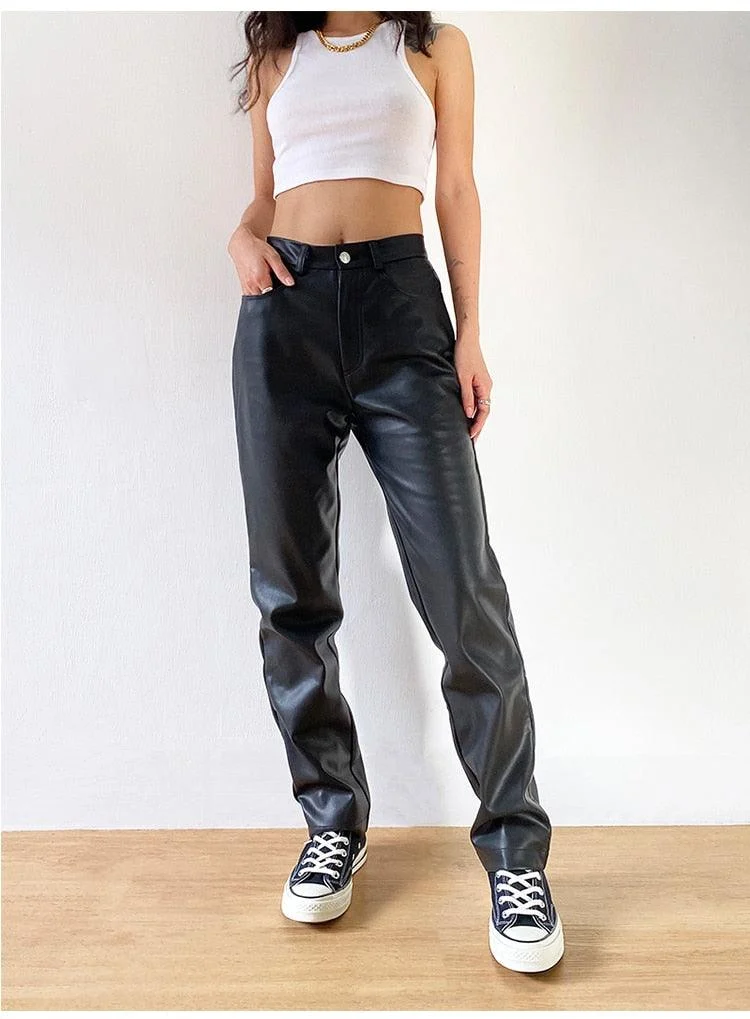 Basic Faux Leather Pants - Black or Brown - Glova