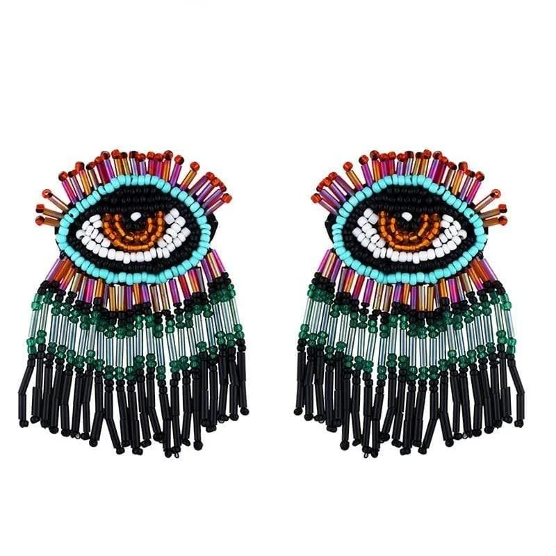 Beaded Evil Eye Earrings - Glova