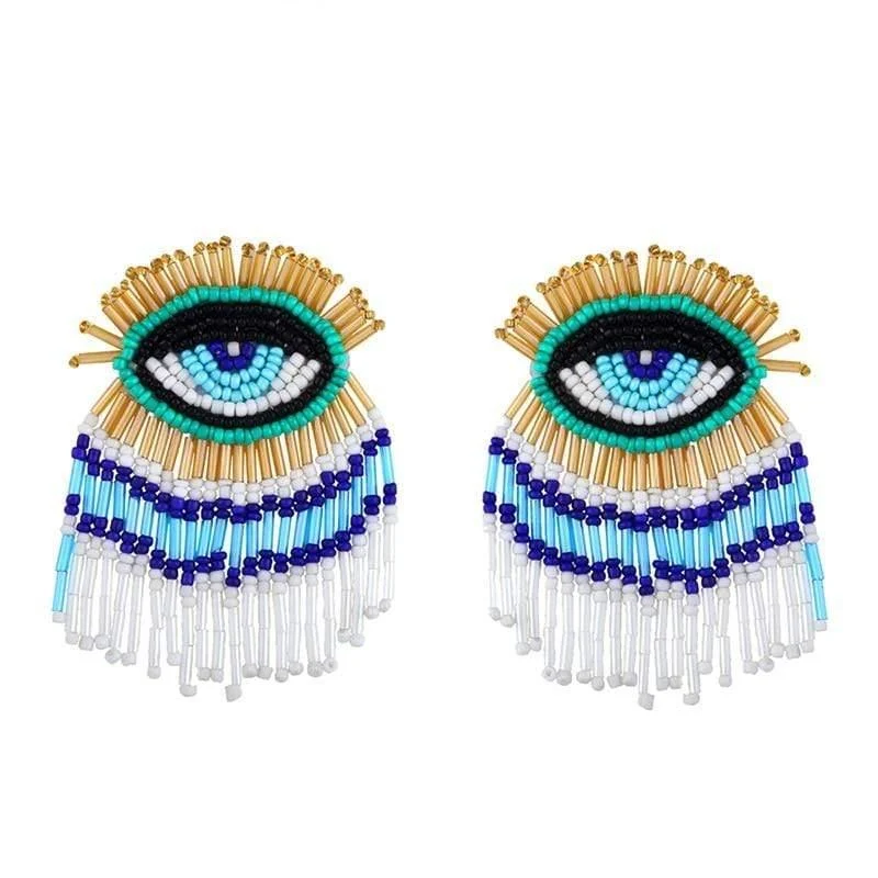 Beaded Evil Eye Earrings - Glova