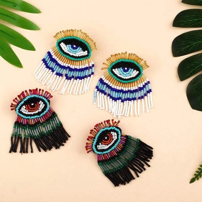 Beaded Evil Eye Earrings - Glova