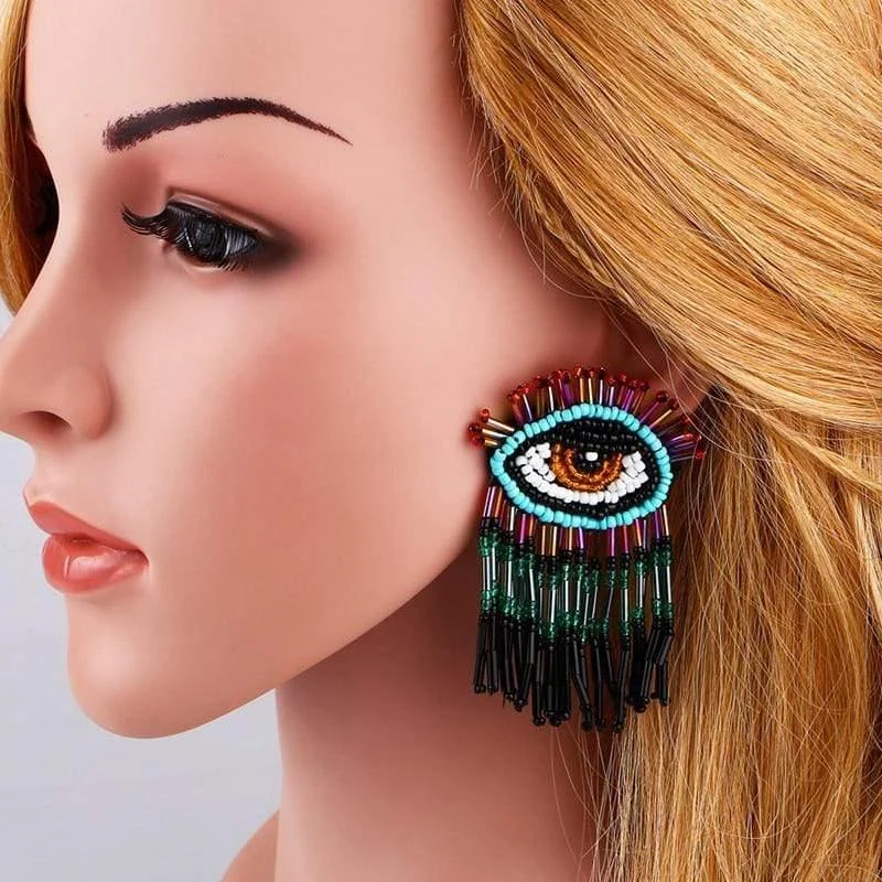 Beaded Evil Eye Earrings - Glova