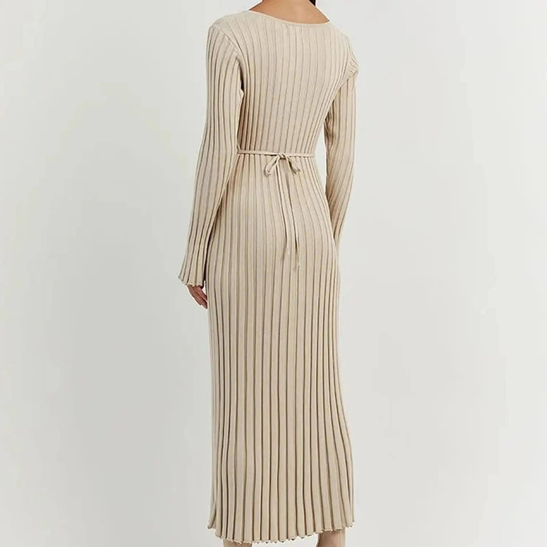 Bedelia Long Sleeve Ribbed Midi Dress - Glova