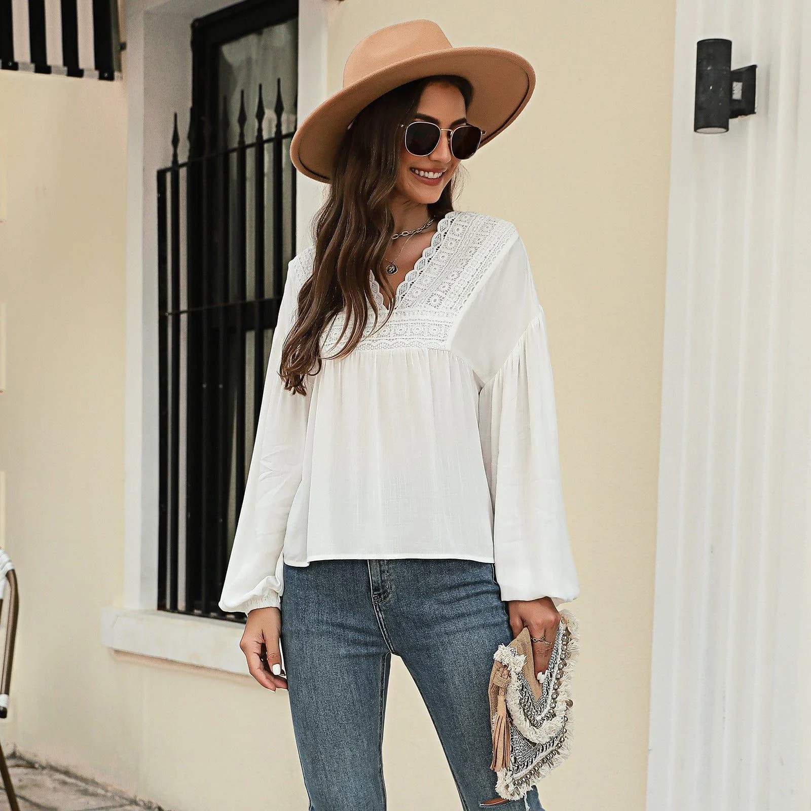 Bela Boho Blouse in Ivory - Glova