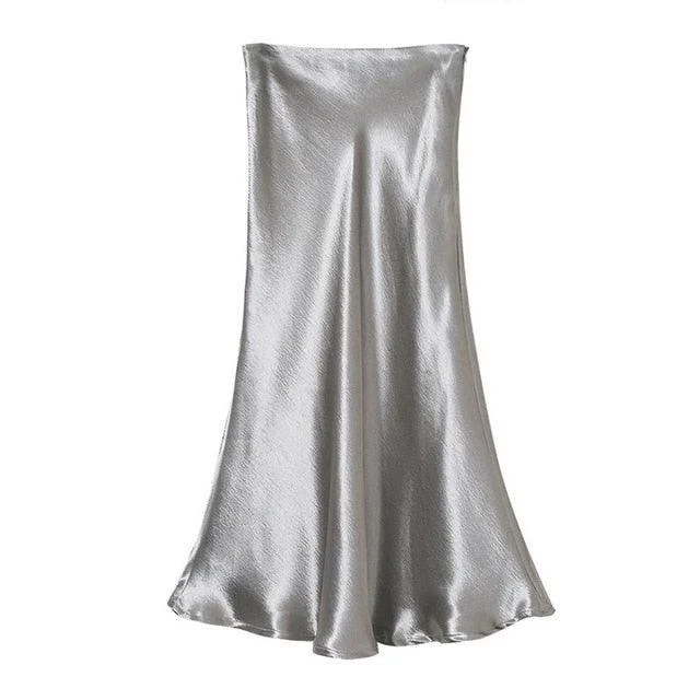 Bella Textured Satin Midi Skirt - Glova