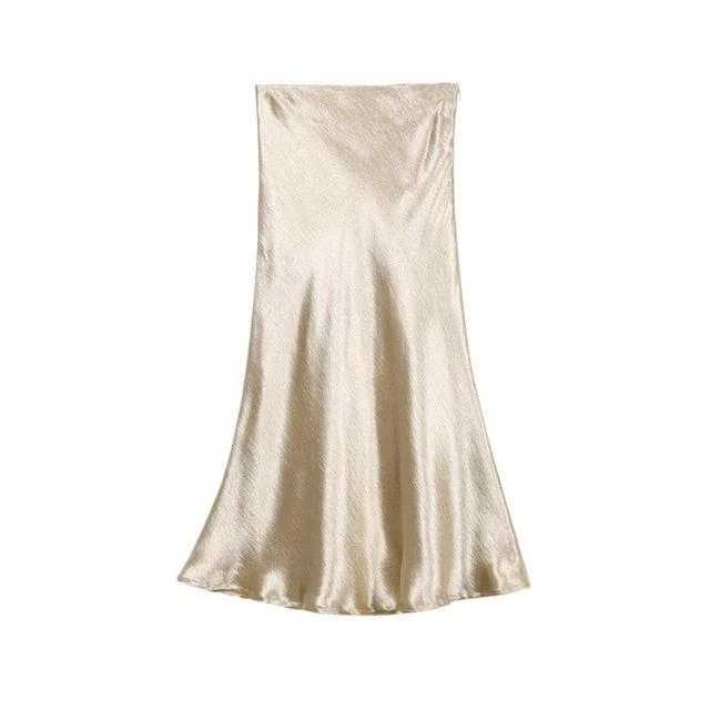 Bella Textured Satin Midi Skirt - Glova