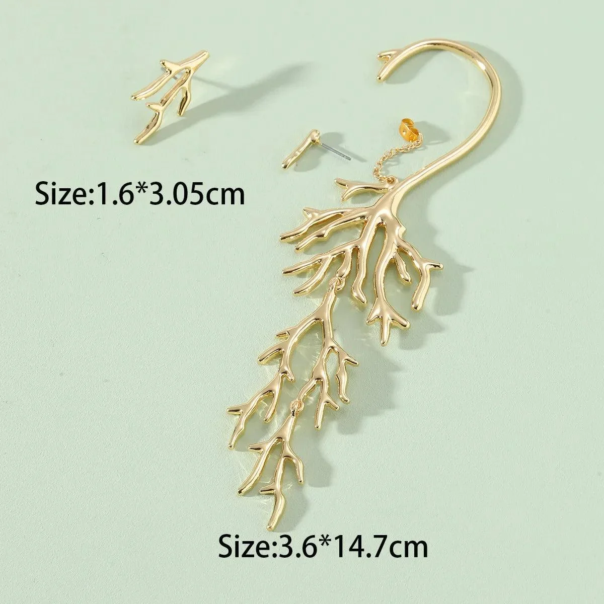 Bianca Metal Coral Ear Hook Stud Earring - Glova