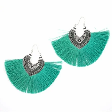 Big Fan Tassel Statement Earrings - 14 Colors - Glova