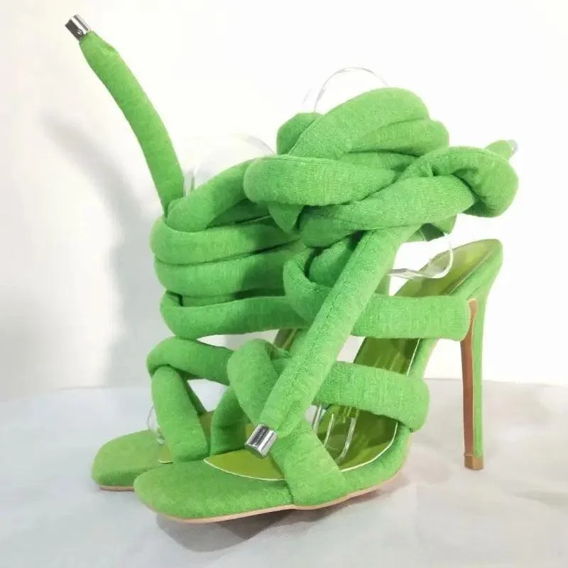 Big Strappy Fashion Sandal Shoes Stiletto Heels for Ladies - Glova