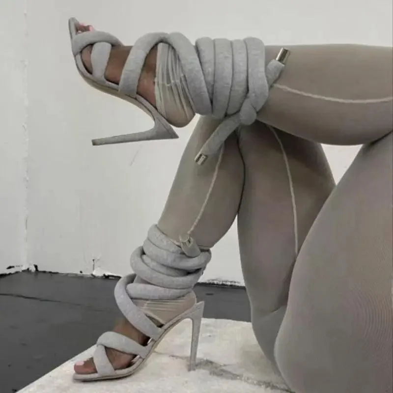 Big Strappy Fashion Sandal Shoes Stiletto Heels for Ladies - Glova