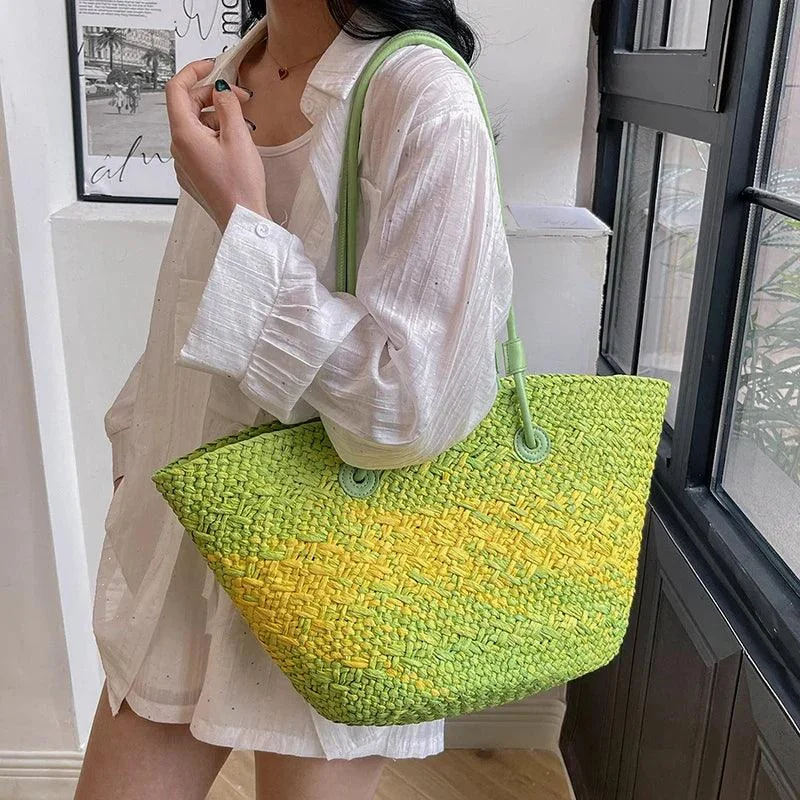 Big Straw Underarm Bags Weave Tote Beach Bag - Glova