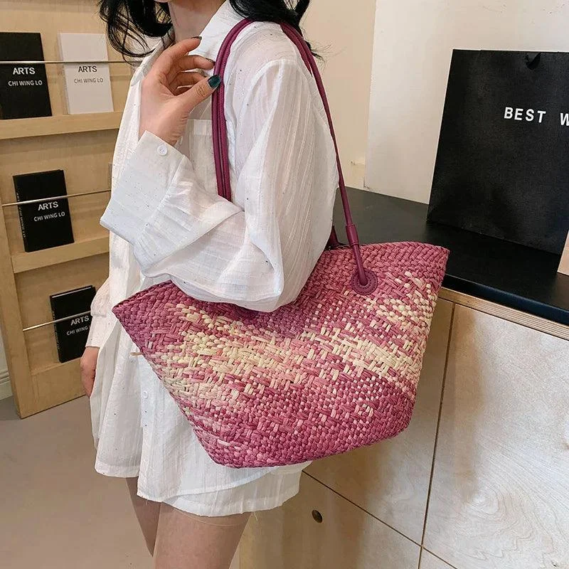 Big Straw Underarm Bags Weave Tote Beach Bag - Glova