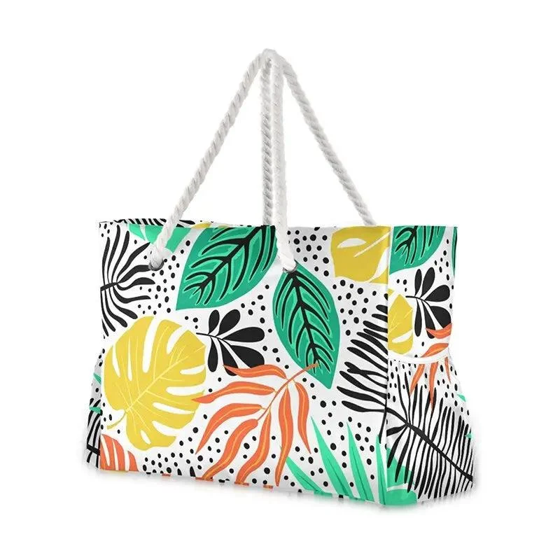 Big Tote Bags Palm Monstera Leaves Printed - Glova