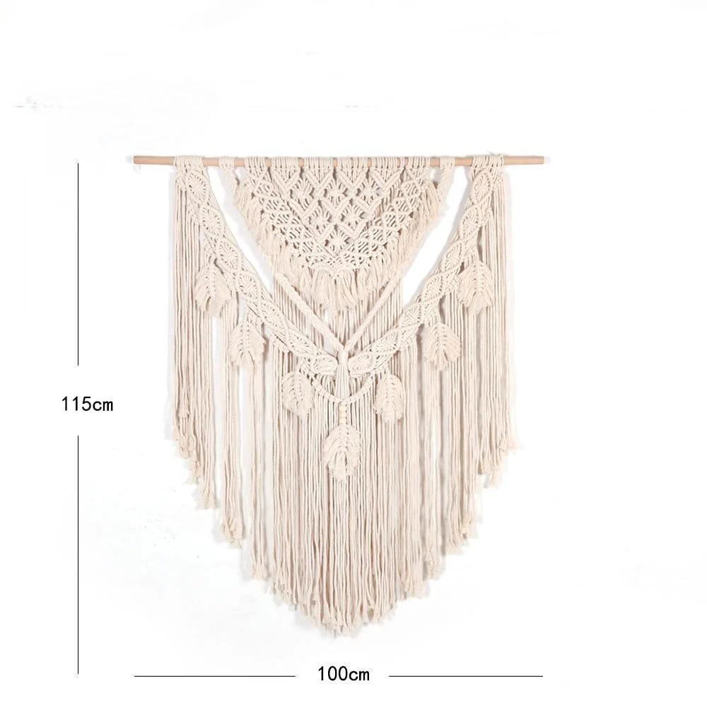 Big White Macrame Bohemian Wall Tapestry - Glova