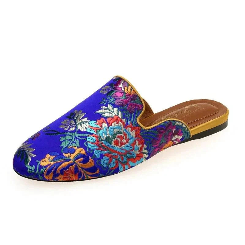 Bijou Silk Embroidery Mule Slippers - 4 Colors - Glova