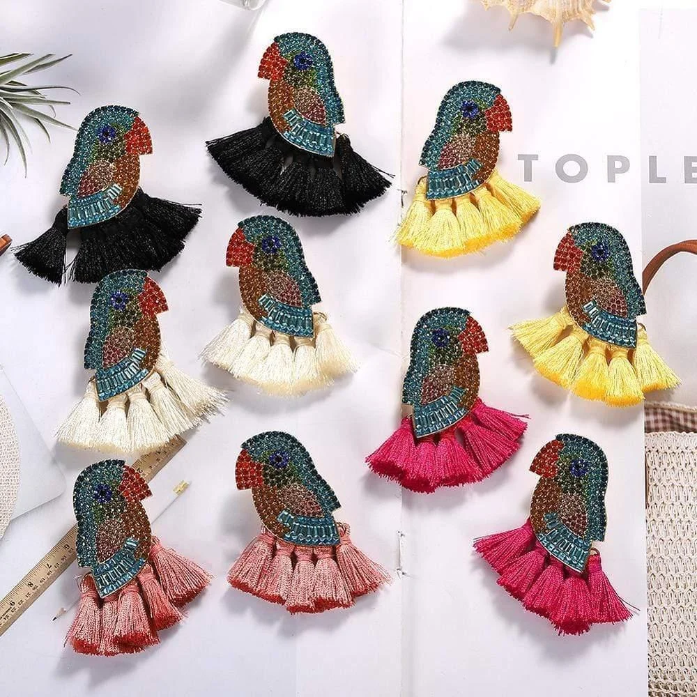 Bird & Tassel Earrings - Glova