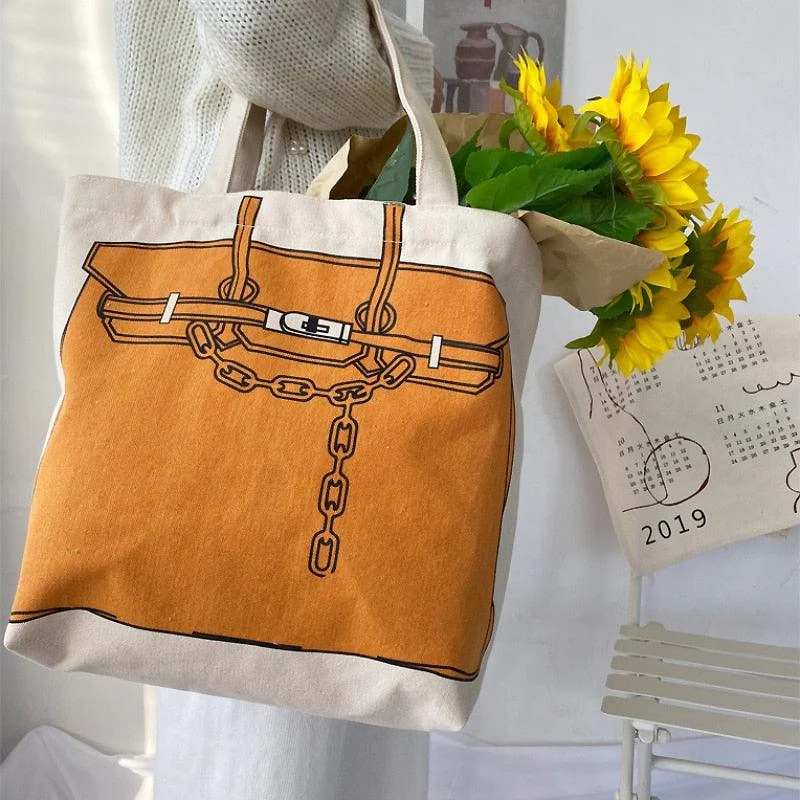 Birkin Bag Drawing Canvas Bag - Glova