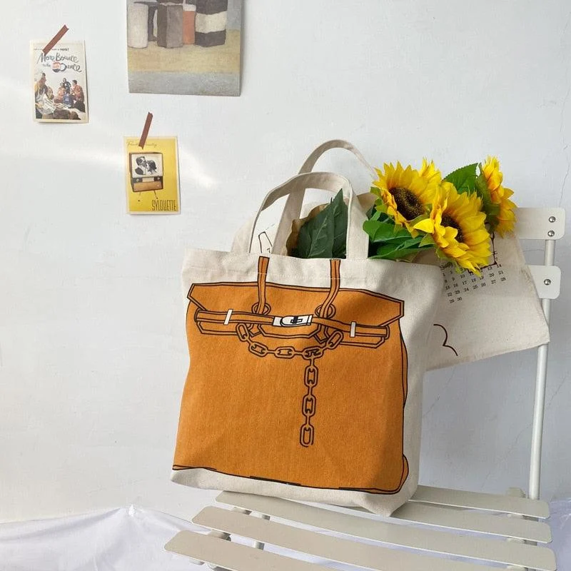 Birkin Bag Drawing Canvas Bag - Glova