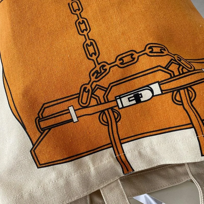 Birkin Bag Drawing Canvas Bag - Glova