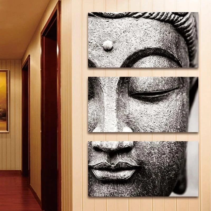 Black and White Buddha Wall Art 3 Pcs Canvas Print - Glova