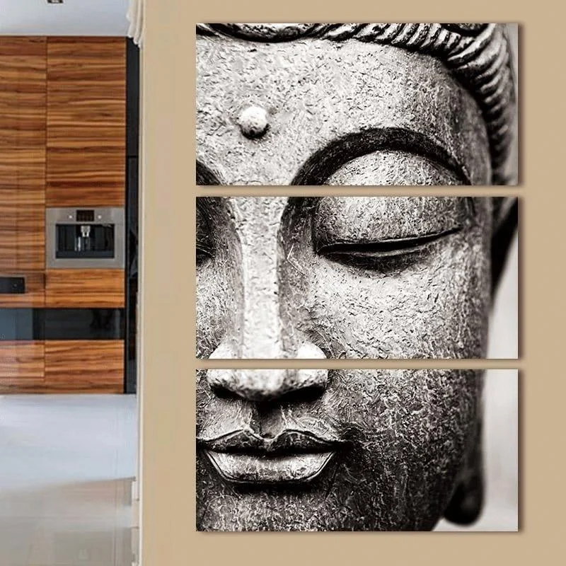 Black and White Buddha Wall Art 3 Pcs Canvas Print - Glova