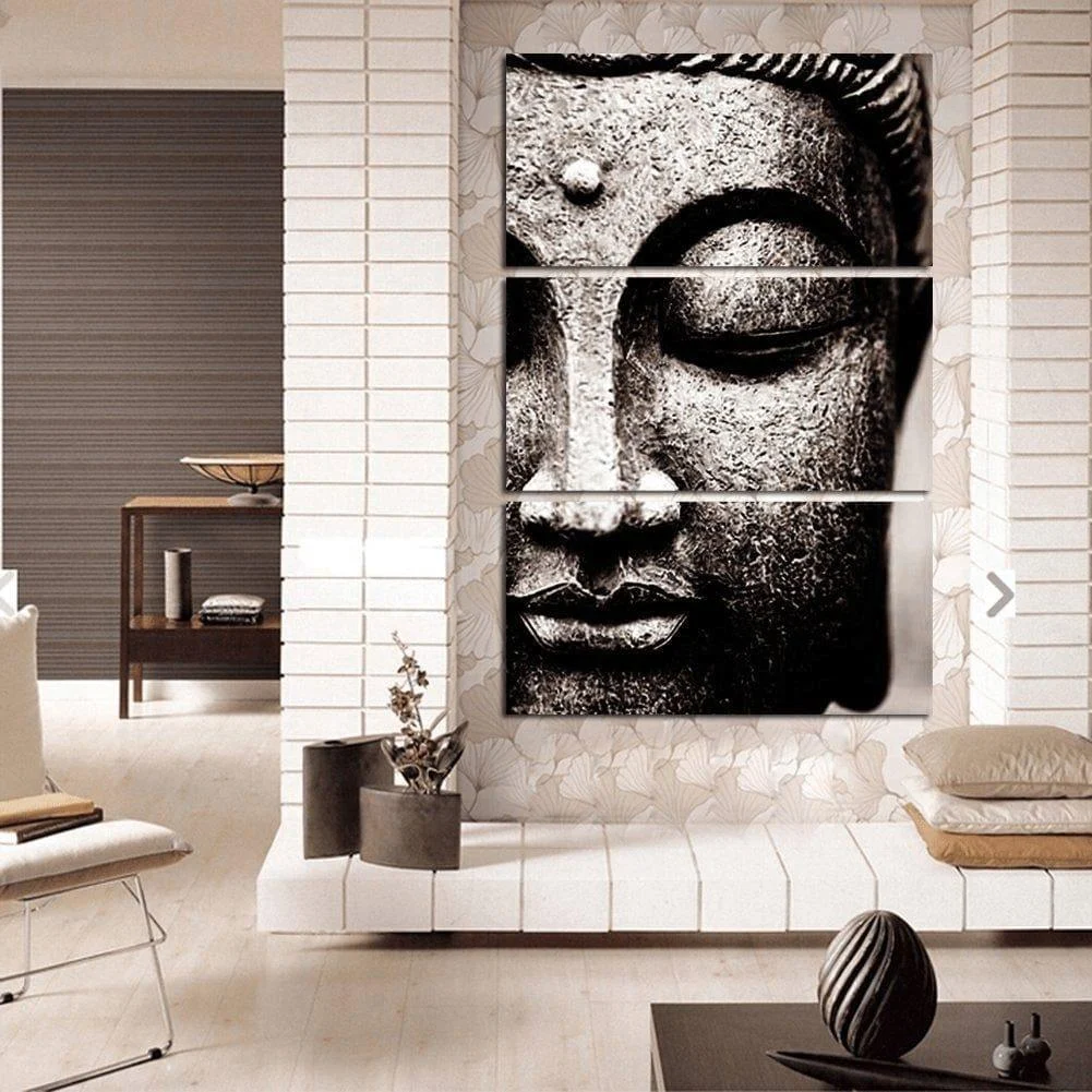 Black and White Buddha Wall Art 3 Pcs Canvas Print - Glova