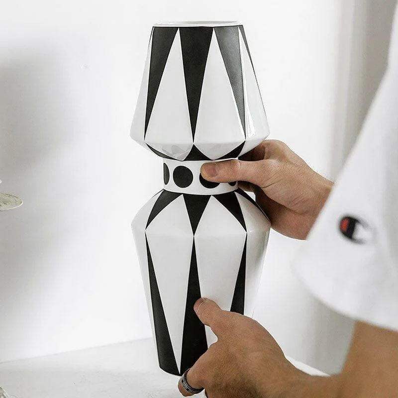 Black And White Irregular Vase - Glova