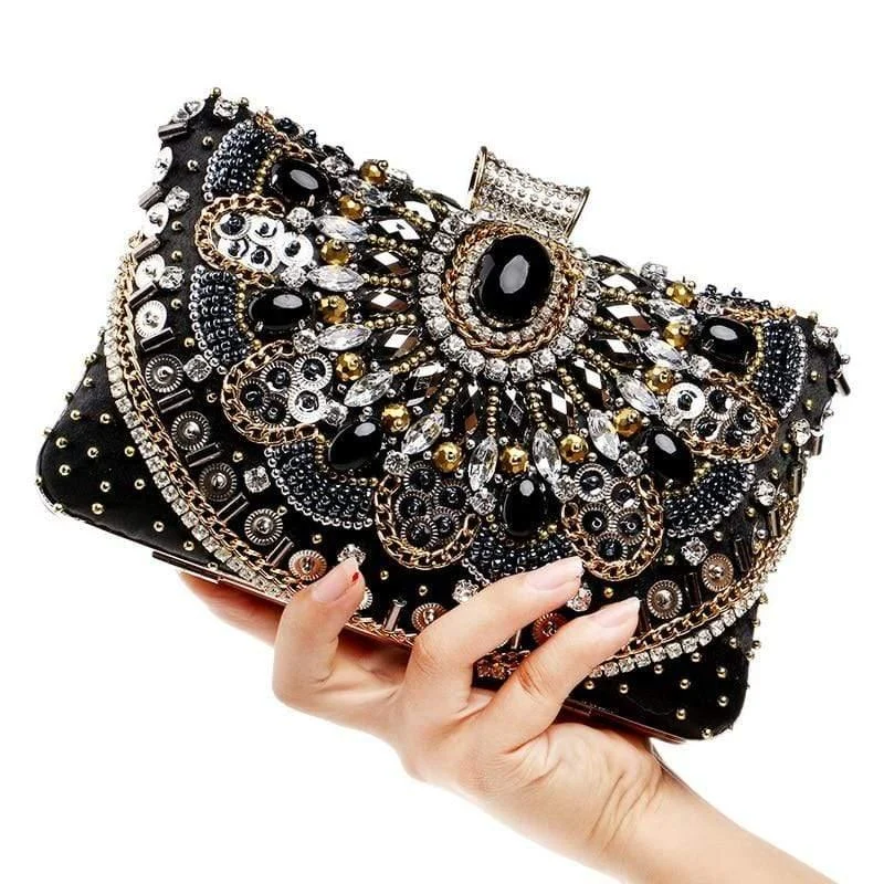 Black Beaded Clutch - Glova