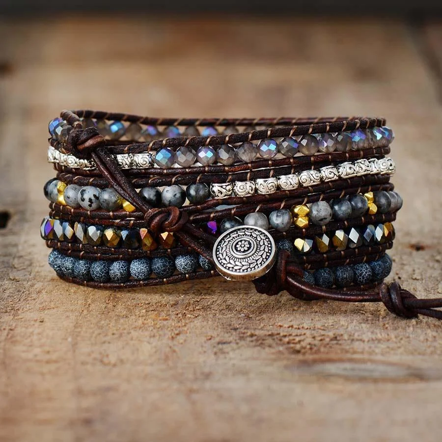 Black Onyx & Quartz Wrap Bracelet - Glova