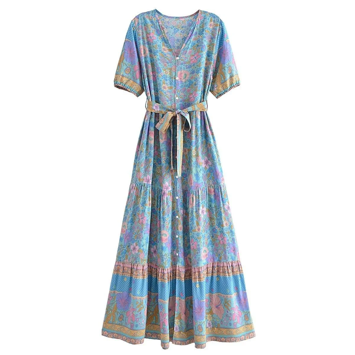 Blossom Bliss Maxi Dress in Blue - Glova