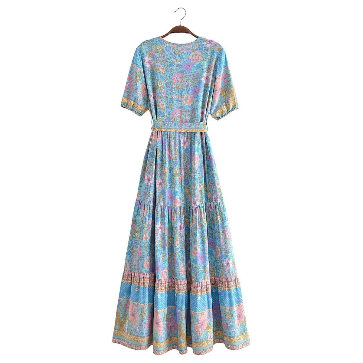 Blossom Bliss Maxi Dress in Blue - Glova