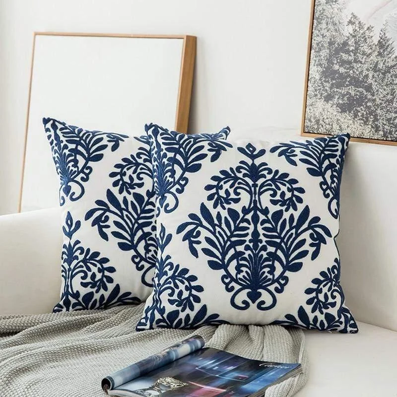 Blue and White Geometric Cushion Covers - Glova