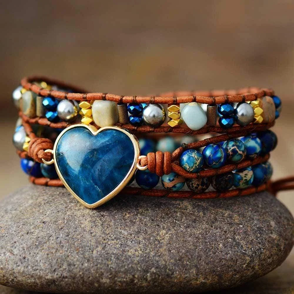 Blue Apatite Wrap Bracelet - Glova