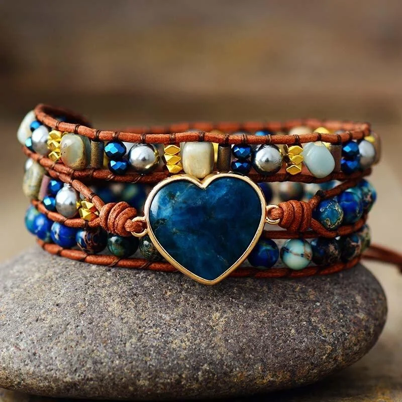 Blue Apatite Wrap Bracelet - Glova