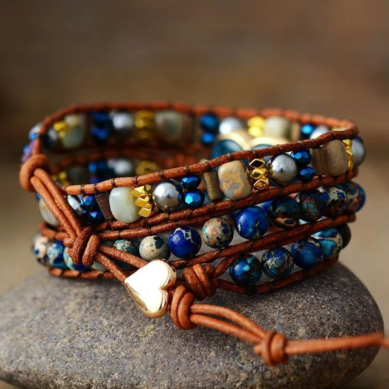 Blue Apatite Wrap Bracelet - Glova