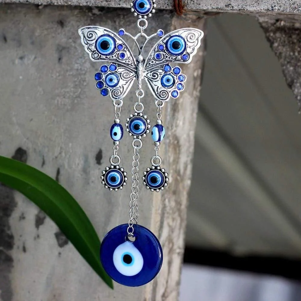 Blue Evil Eye Butterfly Charm - Glova