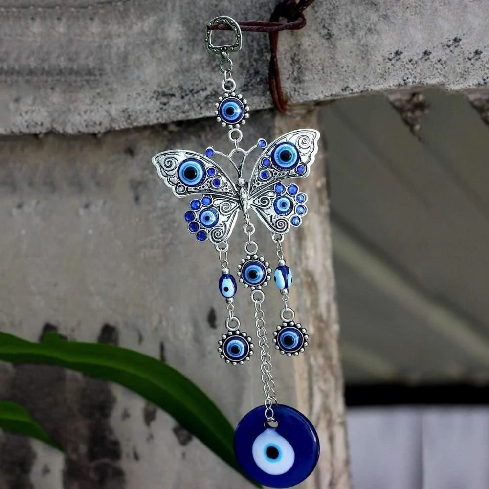 Blue Evil Eye Butterfly Charm - Glova