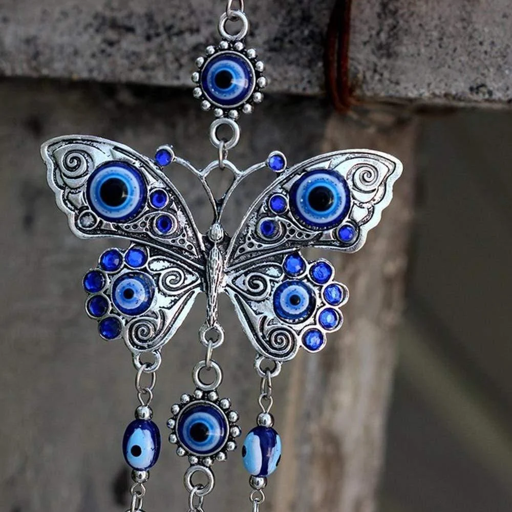 Blue Evil Eye Butterfly Charm - Glova